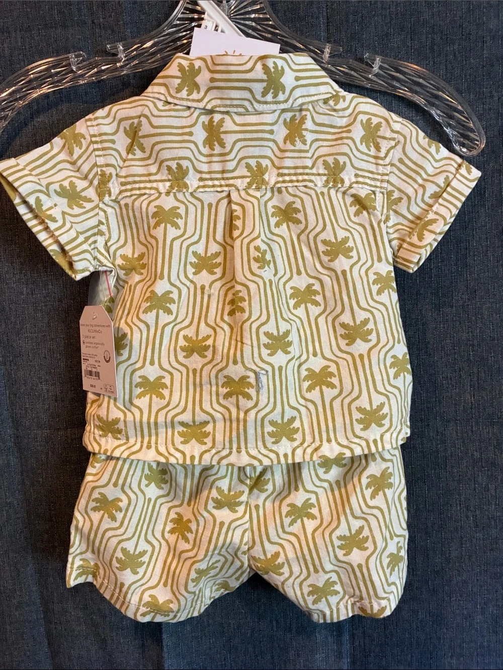 Little Co. Palm Print Short Set in Olive, 3Mos